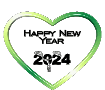 Zielone serce szczęśliwego nowego 2024 roku